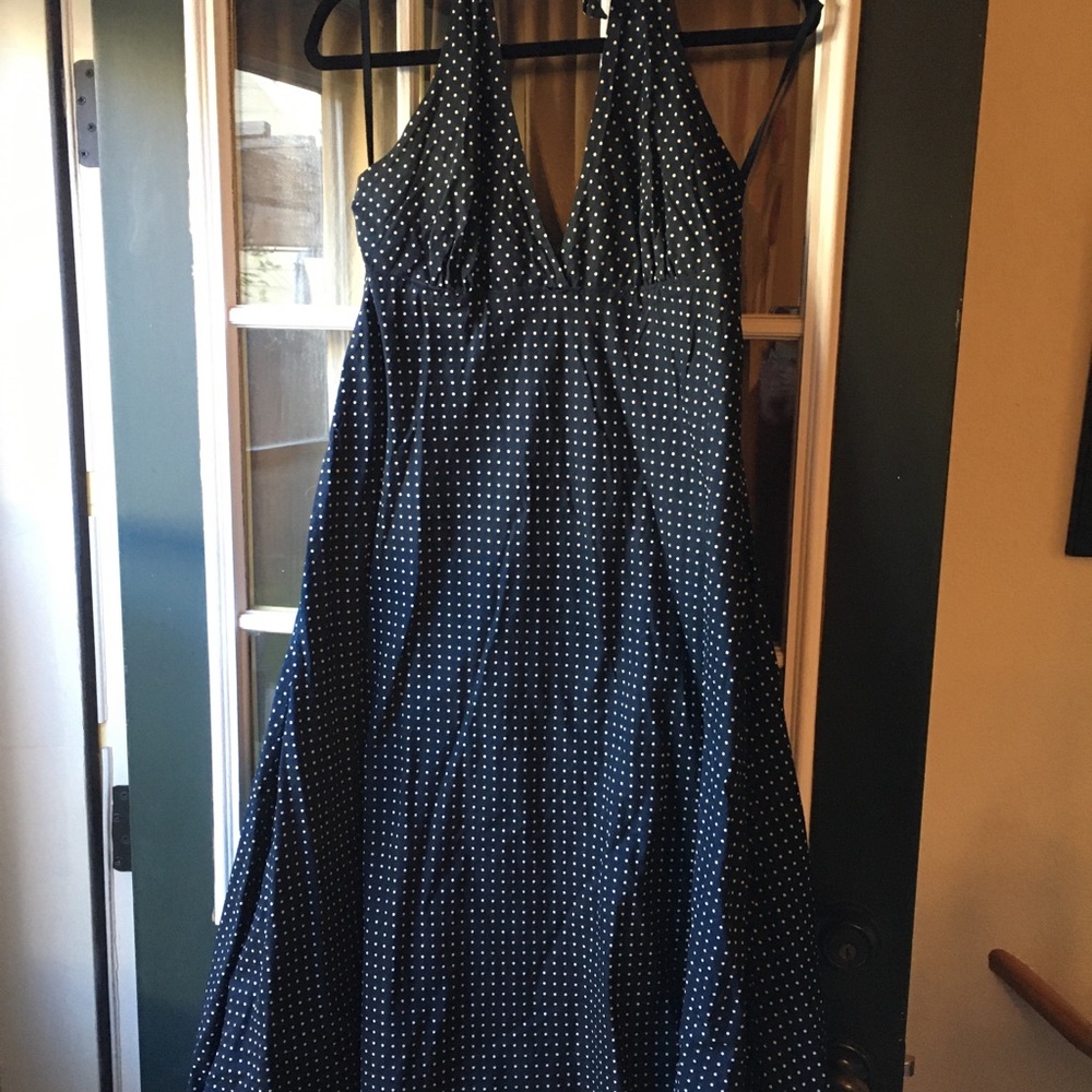 Gap Navy and White Polka Dot Dress